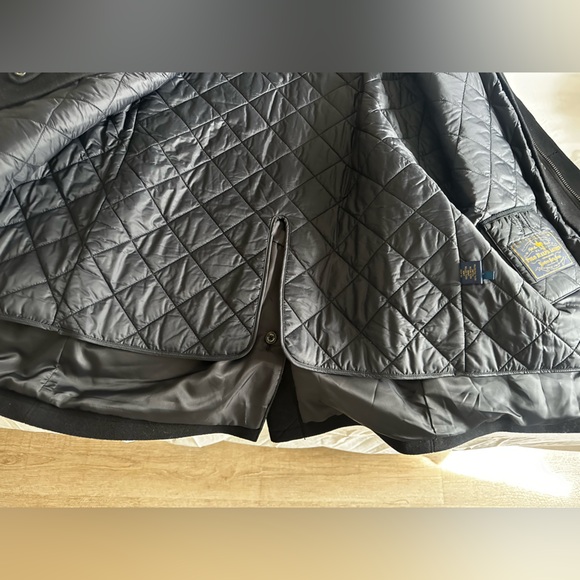 Large Ralph Lauren Black Felt Trench Coat - Picture 8 of 12